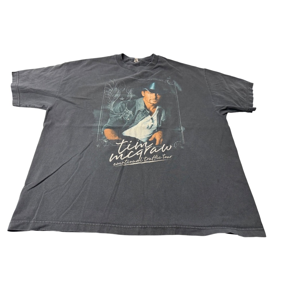 Tim McGraw Emotional Traffic Tour Shirt Mens 2XL Black Graphic Tee Alstyle 2011
